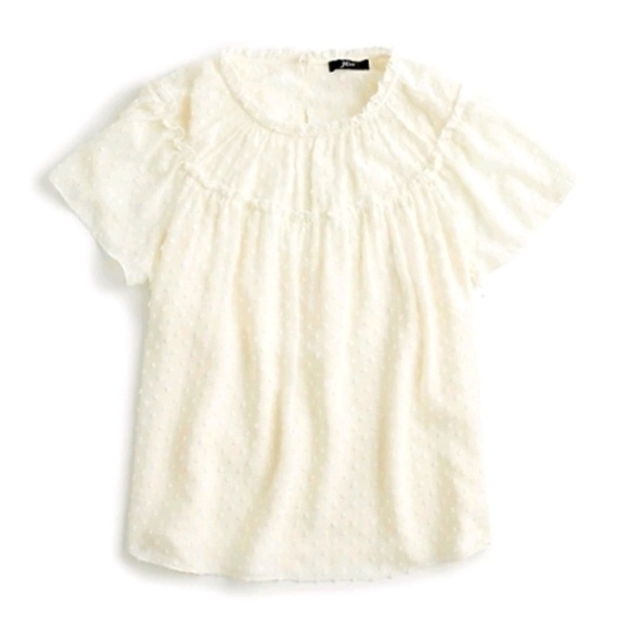 J. Crew Ivory Swiss Dot Short Sleeve Top size XX Large - Picture 1 of 13